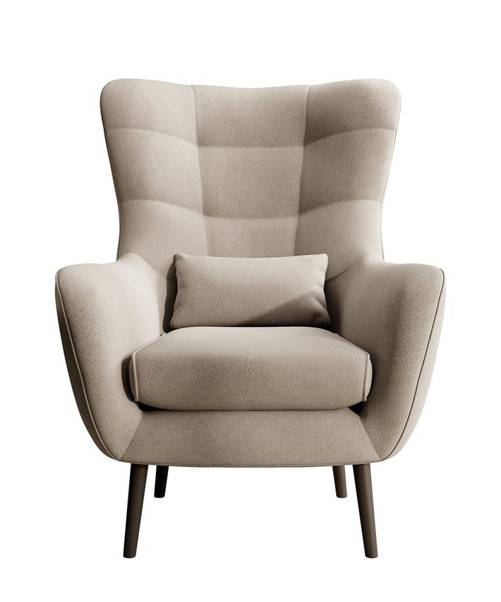 Vence Castel 03 wing chair, velvet, easy-to-clean beech legs