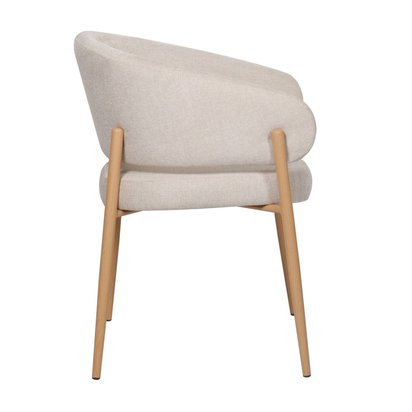 Resilly upholstered chair beige wickerwork/oak legs