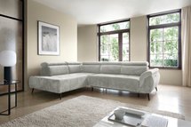 Corner sofa with sleeping function Mamutio L-shaped with side section Aphrodite 19 chenille left-hand side