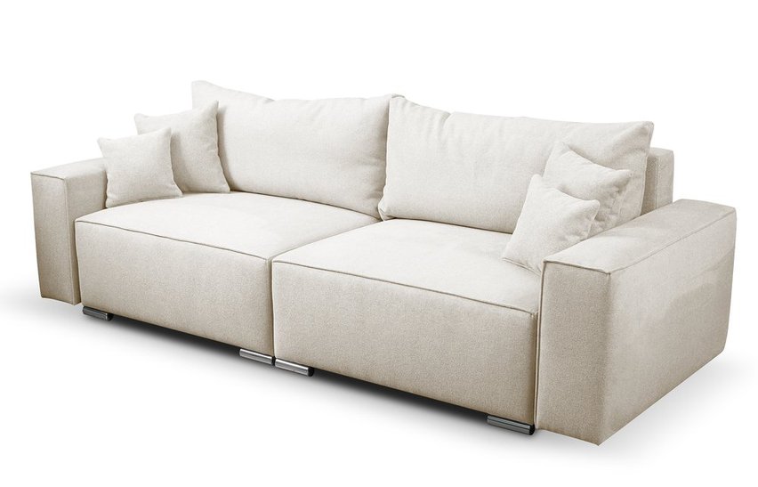 Netlan Aragon 03 three-seater sofa with storage in hydrophobic fabric, braided legs, silver