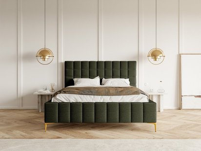 Upholstered bed 160x200 cm Szejlo with container, metal frame Raven 78 chenille