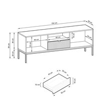 Vellore 154 cm black TV cabinet with grooved fronts and gold frame RTV-154