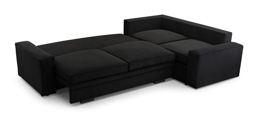 Figline L-shaped corner sofa with sleeping function with container Lincoln 100 corduroy right-hand side