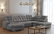 Jamaal U corner sofa bed in Monolith 84 waterproof fabric (Side: Left)