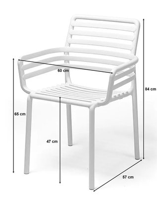 Doga Nardi garden chair with armrests made of certified white material