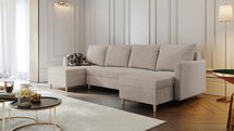 Corner sofa with sleeping function Lengtor U-shaped with container universal Paros 02 velour