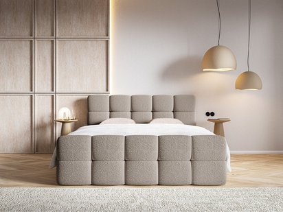 Continental bed 140x200 cm Cloudy with containers and topper Legend 03 boucle