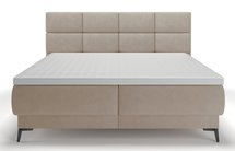 Continental bed 180x200 cm Rektango with container and topper, beige velor