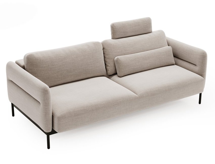 Solianero three-seater sofa bed, beige braid