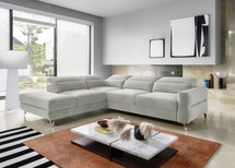 Pomello L-shaped corner sofa with sleeping function with storage and adjustable headrests Letto 83 easy-cleaning velvet left-hand side