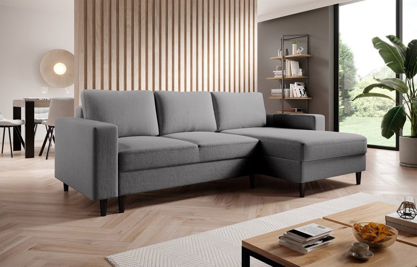 Corner sofa with sleeping function Nalika L-shaped with container (Fabric: Salvador 17, Side: Right)