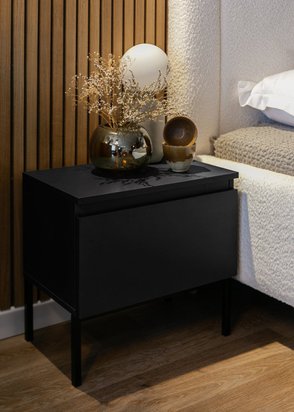 Bemmi black bedside table with black legs