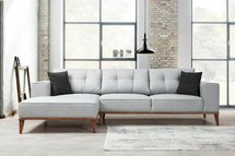 Chapor light gray left-hand corner sofa bed