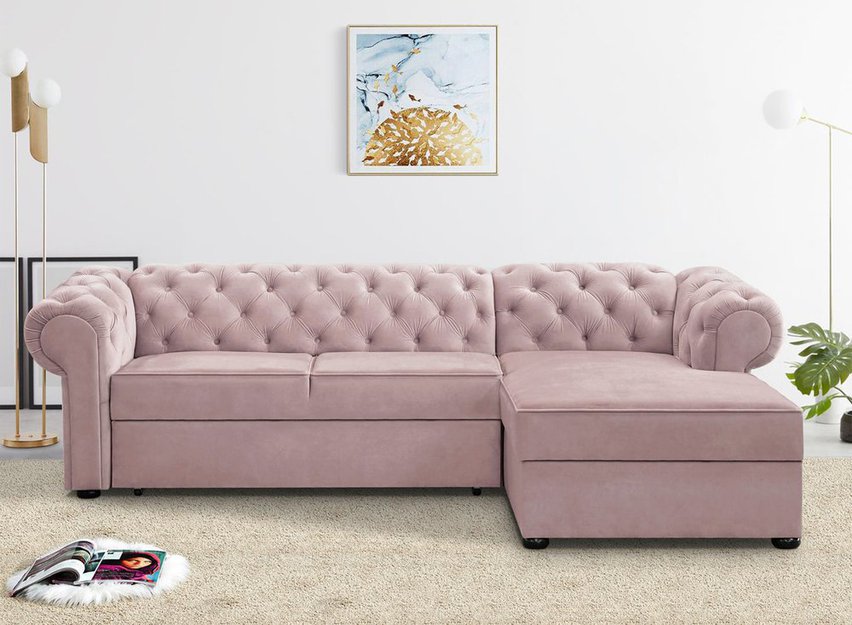 Corner sofa with sleeping function Brusce (Fabric: Kronos 27, Side: Right)