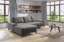 Corner sofa with sleeping function Bewello L-shaped with storage Matt Velvet 85 velour easy-cleaning hydrophobic left-sided