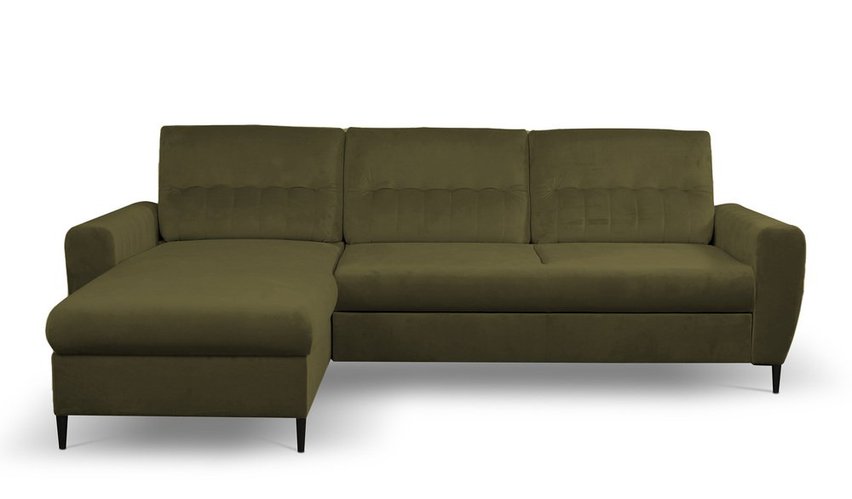 Corner sofa bed Laretta L-shaped with storage (Fabric: Velluto 35, Side: Left)