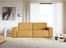 Copertino three-seater sofa, easy-to-clean mustard fabric