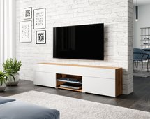 Bangie TV cabinet 180 cm with drawers wotan/white gloss (Lighting: No)