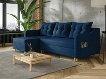 Corner sofa with sleeping function Bernial L-shaped with container universal Kronos 09 velour