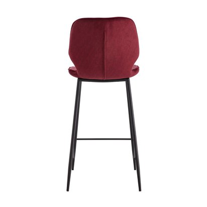 Rablart burgundy upholstered stool in hydrophobic fabric on black legs