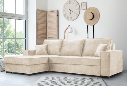 Corner sofa with sleeping function Pazzano L-shaped with container Palladium 02 left-hand side