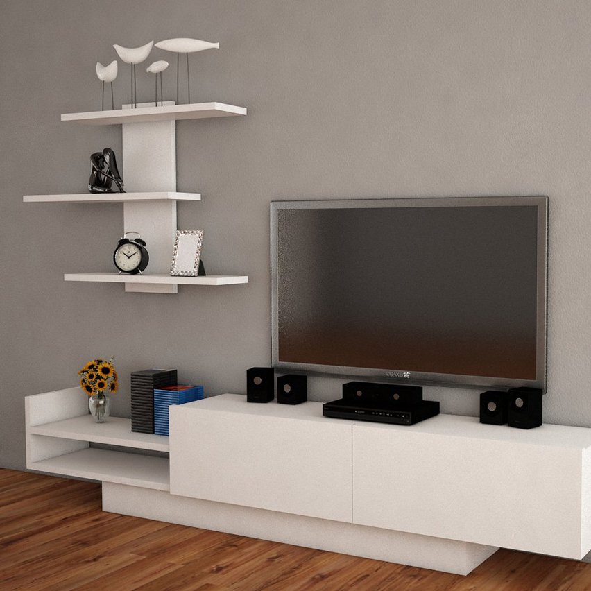 Poletta TV cabinet white with shelf