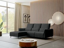 Rumbia L-shaped corner sofa Storm 99 black legs left-hand side