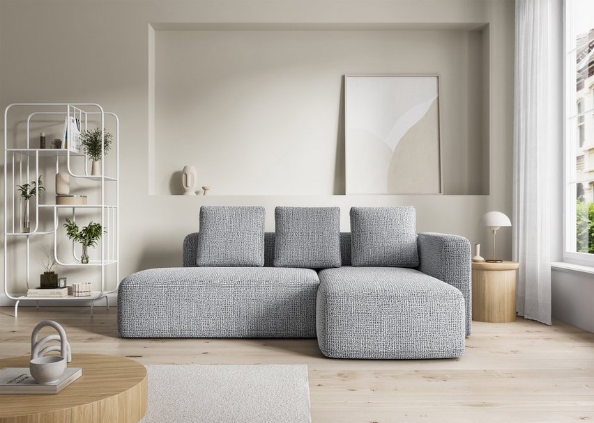 Corner sofa with sleeping function Halme Coco 83 L-shaped with a container, hydrophobic braid, right-hand side