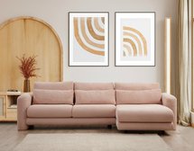 Reterio L-shaped left-hand corner sofa light pink corduroy