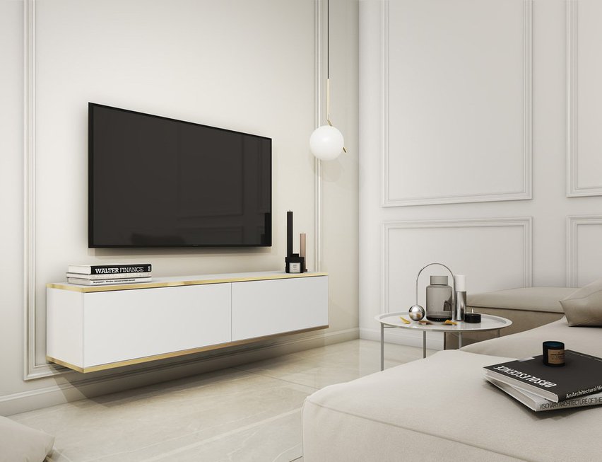 Mucalma TV cabinet 135 cm white with gold inserts RTV135B