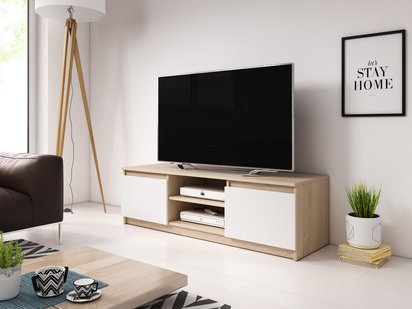 Permys TV cabinet 120 cm (Colour variant: Light Sonoma Oak / Matt White, Colour: Non)