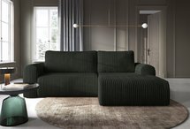 Corner sofa with sleeping function Lelu Tilia 39 L-shaped with a container, thick corduroy, right-hand side