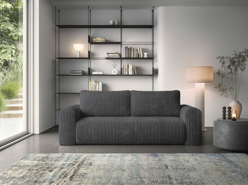 Lelu Tilia 90 three-seater sofa with storage, thick corduroy