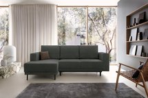 Rodario mini gray corner sofa with sleeping function with left-hand corduroy container