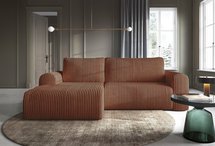 Corner sofa with sleeping function Lelu Tilia 56 L-shaped with a container, thick corduroy, left-hand side