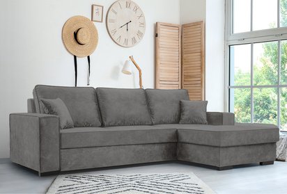 Corner sofa with sleeping function Pazzano L-shaped with container Palladium 16 right-hand side