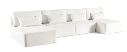 Corner sofa with sleeping function Moduliano U-shaped large with container universal cream boucle