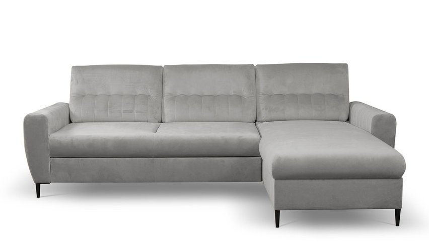 Corner sofa bed Laretta L-shaped with storage (Fabric: Velluto 15, Side: Right)