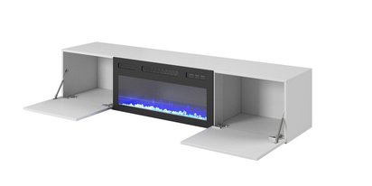 Wabova TV cabinet hanging 180 cm with built-in fireplace white