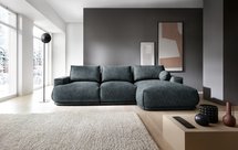 Divo L-shaped corner sofa with sleeping function, dark blue, hydrophobic braid, right-hand side