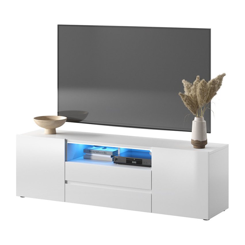 Bros TV Cabinet (White Matt / White Gloss, LED)