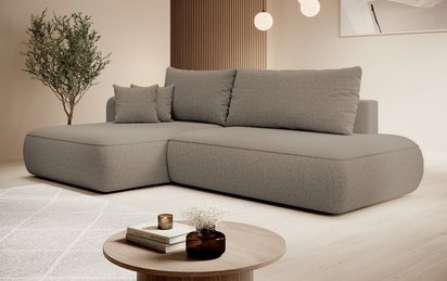 Foggi Melody 12 L-shaped corner sofa with sleeping function with left-hand chenille container