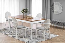 Mossibi extendable table 160-200x80 cm dark oak/white