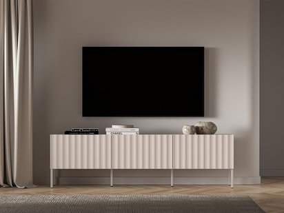 Derriva TV cabinet with grooved fronts 170 cm light beige