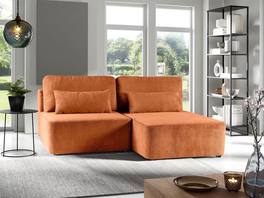 Corner sofa with sleeping function Moduliano L-shaped with storage universal copper corduroy