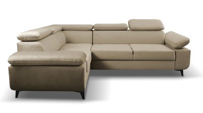 Corner sofa with sleeping function Beraus Castel 15 in hydrophobic velvet fabric, left-hand side