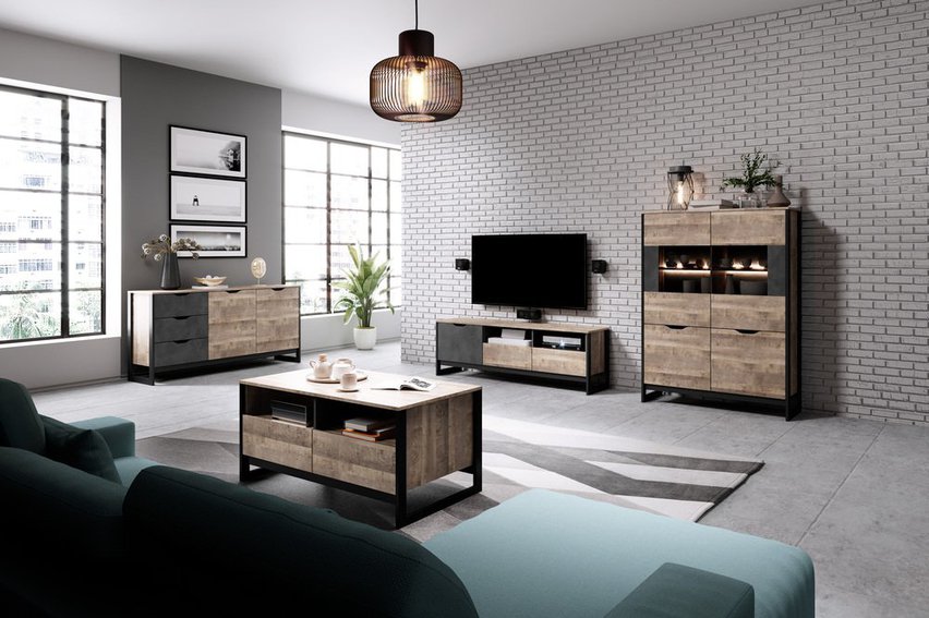 Varse TV cabinet with two drawers 161 cm sand grange oak / matera