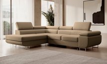 Stevil L-shaped corner sofa with sleeping function with Castel 15 container, easy-to-clean velvet, left-hand side