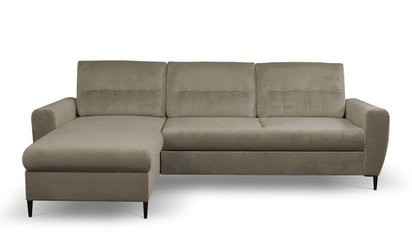 Corner sofa bed Laretta L-shaped with storage (Fabric: Velluto 03, Side: Left)