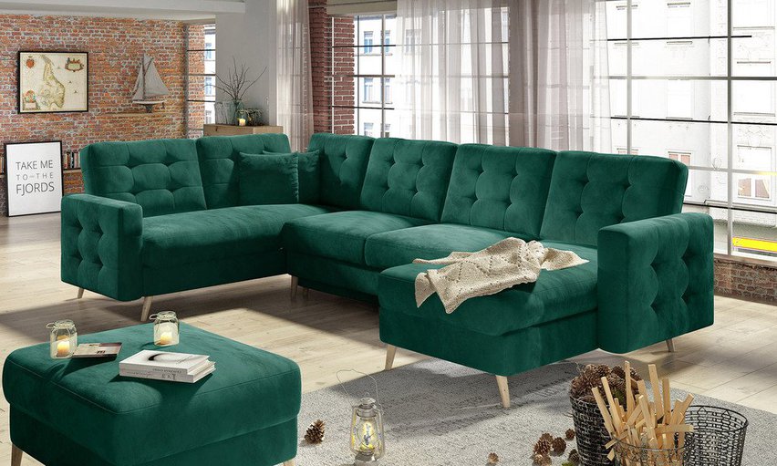 Corner sofa with sleeping function Masime U (Fabric: Monolith 37)